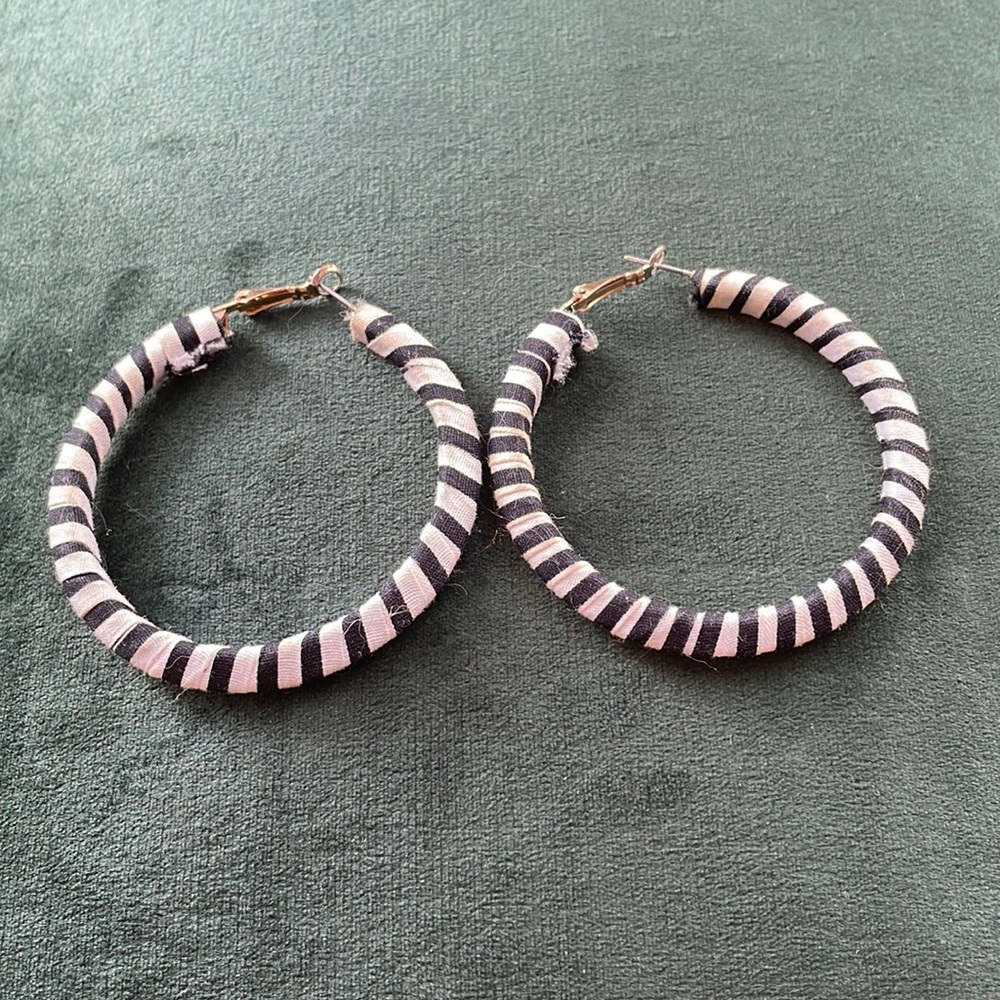 Black and white hoop earrings